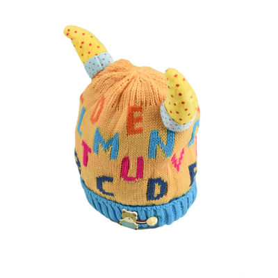 Cute Funky Yellow Winter Warm Woolen Cap for Kids