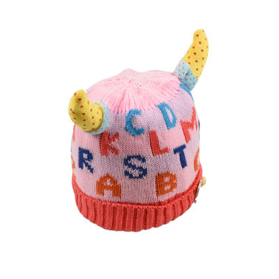 Cute Funky Pink Winter Warm Woolen Cap for Kids