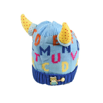 Cute Funky Blue Winter Warm Woolen Cap for Kids