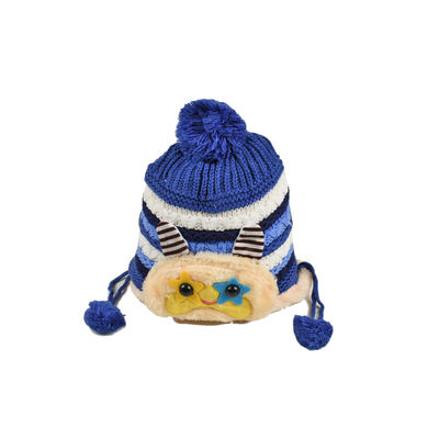 Cute Funky Blue Winter Warm Woolen Cap for Kids