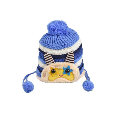 Cute Funky Blue Winter Warm Woolen Cap for Kids