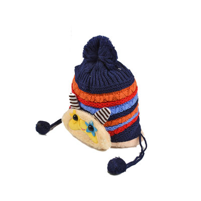 Cute Funky Blue Winter Warm Woolen Cap for Kids