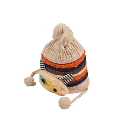 Cute Funky Brown Winter Warm Woolen Cap for Kids