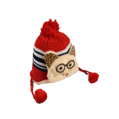 Cute Funky Red Winter Warm Woolen Cap for Kids