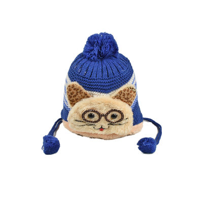 Cute Funky Blue Winter Warm Woolen Cap for Kids