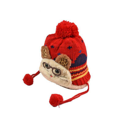 Cute Funky Red Winter Warm Woolen Cap for Kids