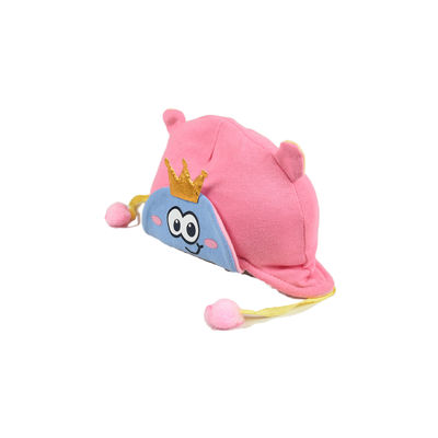 Cute Pink Flannel Winter Warm Woolen Cap With Side Ear Covering for Kids