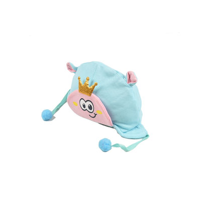 Cute Blue Flannel Winter Warm Woolen Cap With Side Ear Covering for Kids