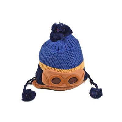 Cute Funky Blue Winter Warm Woolen Cap for Kids