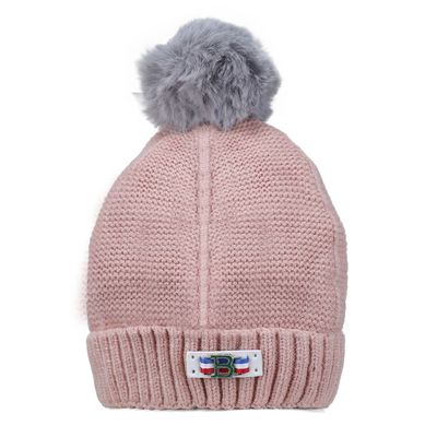 Pink & Grey Warm baby cap for winters - Just so cute