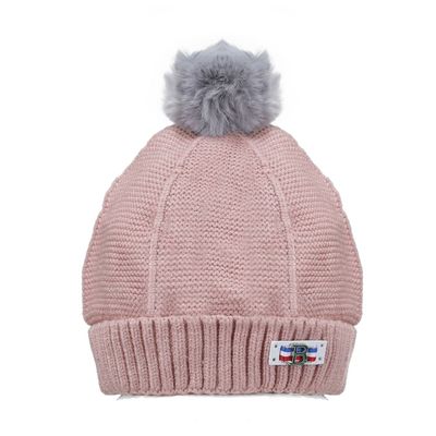 Pink & Grey Warm baby cap for winters - Just so cute