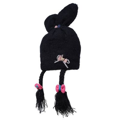 Black Warm baby cap for winters - Just so cute