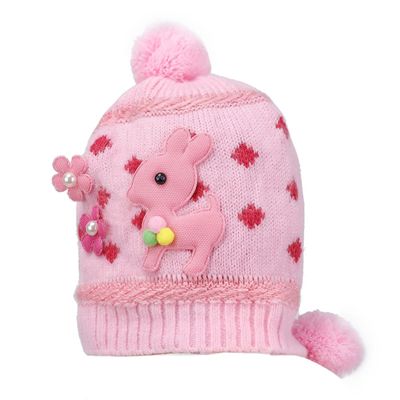 Pink Warm baby cap for winters - Just so cute