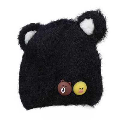 Black Warm baby cap for winters - Just so cute