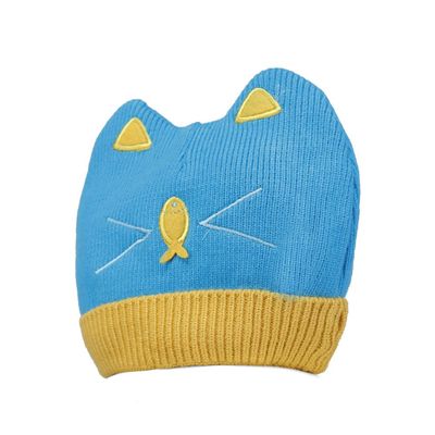 Blue & Yellow Warm baby cap for winters - Just so cute