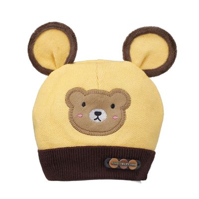 Yellow & Brown Warm baby cap for winters - Just so cute