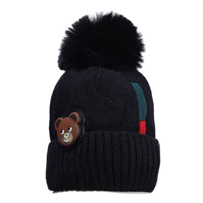 Black Warm baby cap for winters - Just so cute