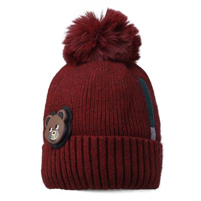 Maroon Warm baby cap for winters - Just so cute