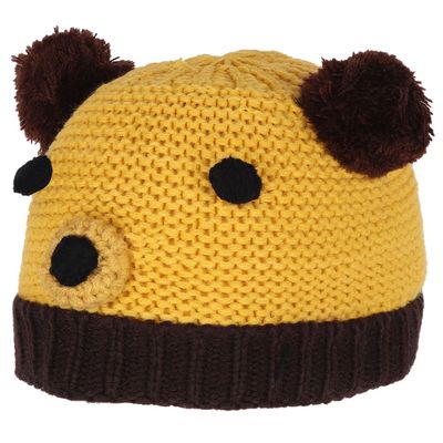 Yellow & Brown Warm baby cap for winters - Just so cute