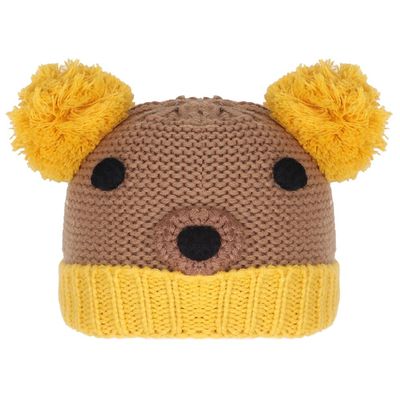 Yellow & Brown Warm baby cap for winters - Just so cute