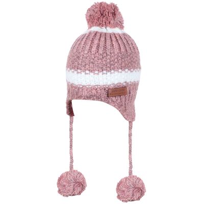 Pink & White Warm baby cap for winters - Just so cute