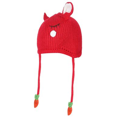 Red Bunny Design Warm baby cap for winters - Just so cute