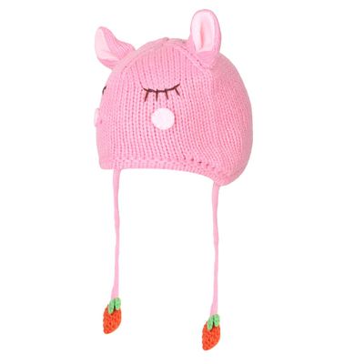 Pink Bunny Design Warm baby cap for winters - Just so cute