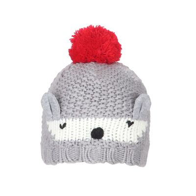 Grey & Red Warm baby cap for winters - Just so cute