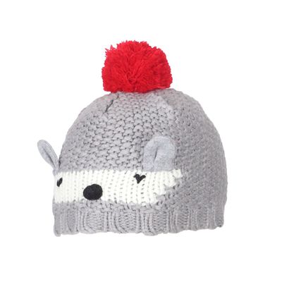 Grey & Red Warm baby cap for winters - Just so cute