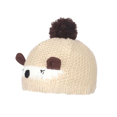 Beige & Brown Warm baby cap for winters - Just so cute