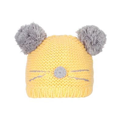 Yellow & Grey Warm baby cap for winters - Just so cute