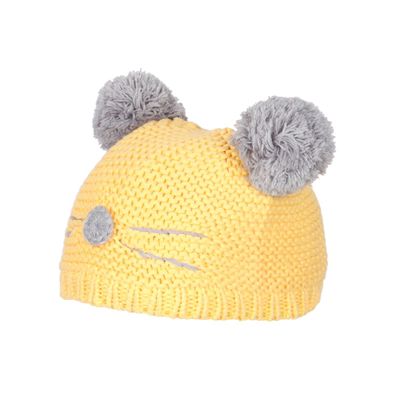 Yellow & Grey Warm baby cap for winters - Just so cute