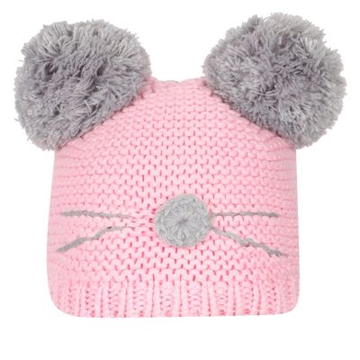 Pink & Grey Warm baby cap for winters - Just so cute