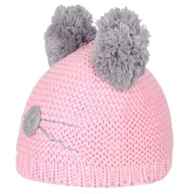 Pink & Grey Warm baby cap for winters - Just so cute