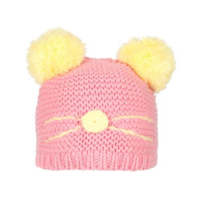 Pink & Yellow Warm baby cap for winters - Just so cute