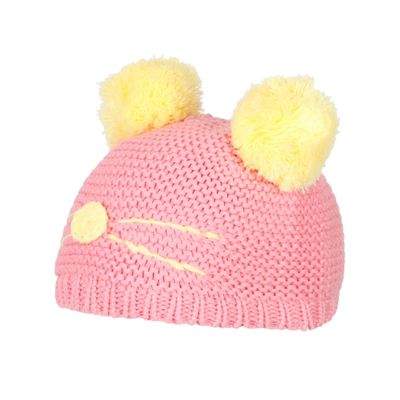 Pink & Yellow Warm baby cap for winters - Just so cute