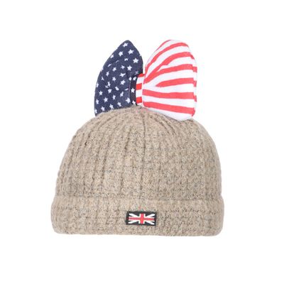 Beige Flag design cap for winters - Just so cute