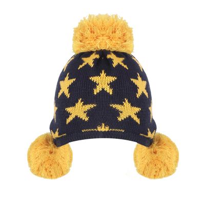 Black & Yellow Star design Warm baby cap for winters - Just so cute