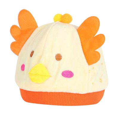 Yellow & Orange Duck Design Warm baby cap for winters - Just so cute