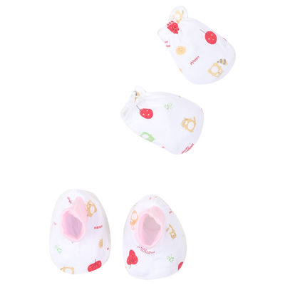 Tiekart Cap, Mittens & Booties set (I love Daddy) - White & Pink