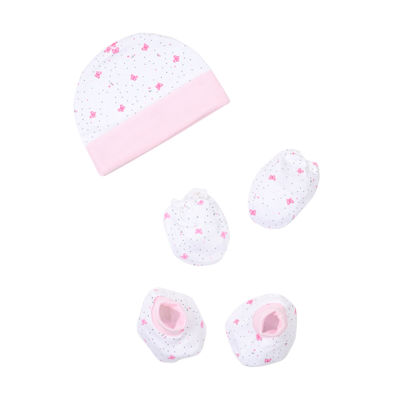 Tiekart Cap, Mittens & Booties Combo set - Blue & Pink