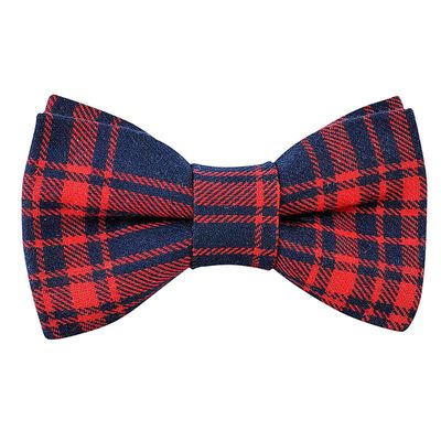 Tiekart cool combos red and black checked woolen bow tie+pocket square