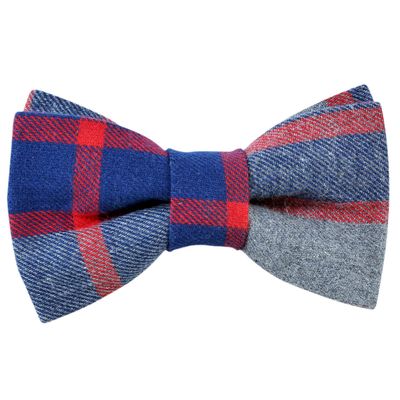 Tiekart cool combos blue checked woollen bow tie+pocket square