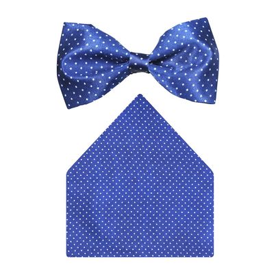 Tiekart cool combos blue dotted  bow tie+pocket square