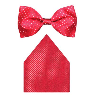 Tiekart cool combos red dotted  bow tie+pocket square