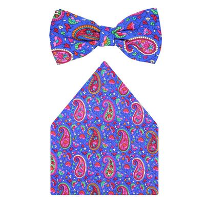 Tiekart cool combos blue paisley  bow tie+pocket square