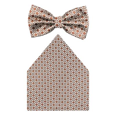 Tiekart cool combos brown bow tie+pocket square