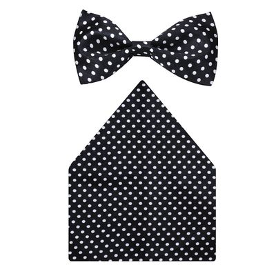 Tiekart cool combos black polka dot  bow tie+pocket square