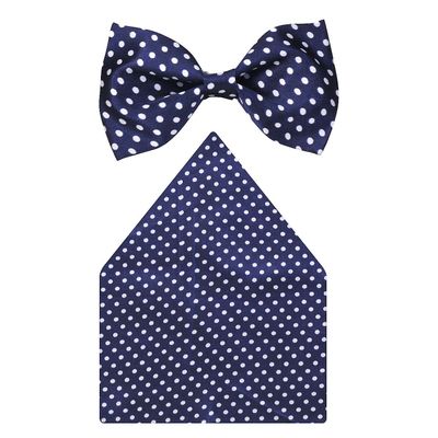 Tiekart cool combos blue polka dot bow tie+pocket square