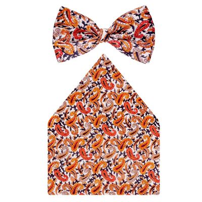 Tiekart cool combos multi paisley silk bow tie+pocket square